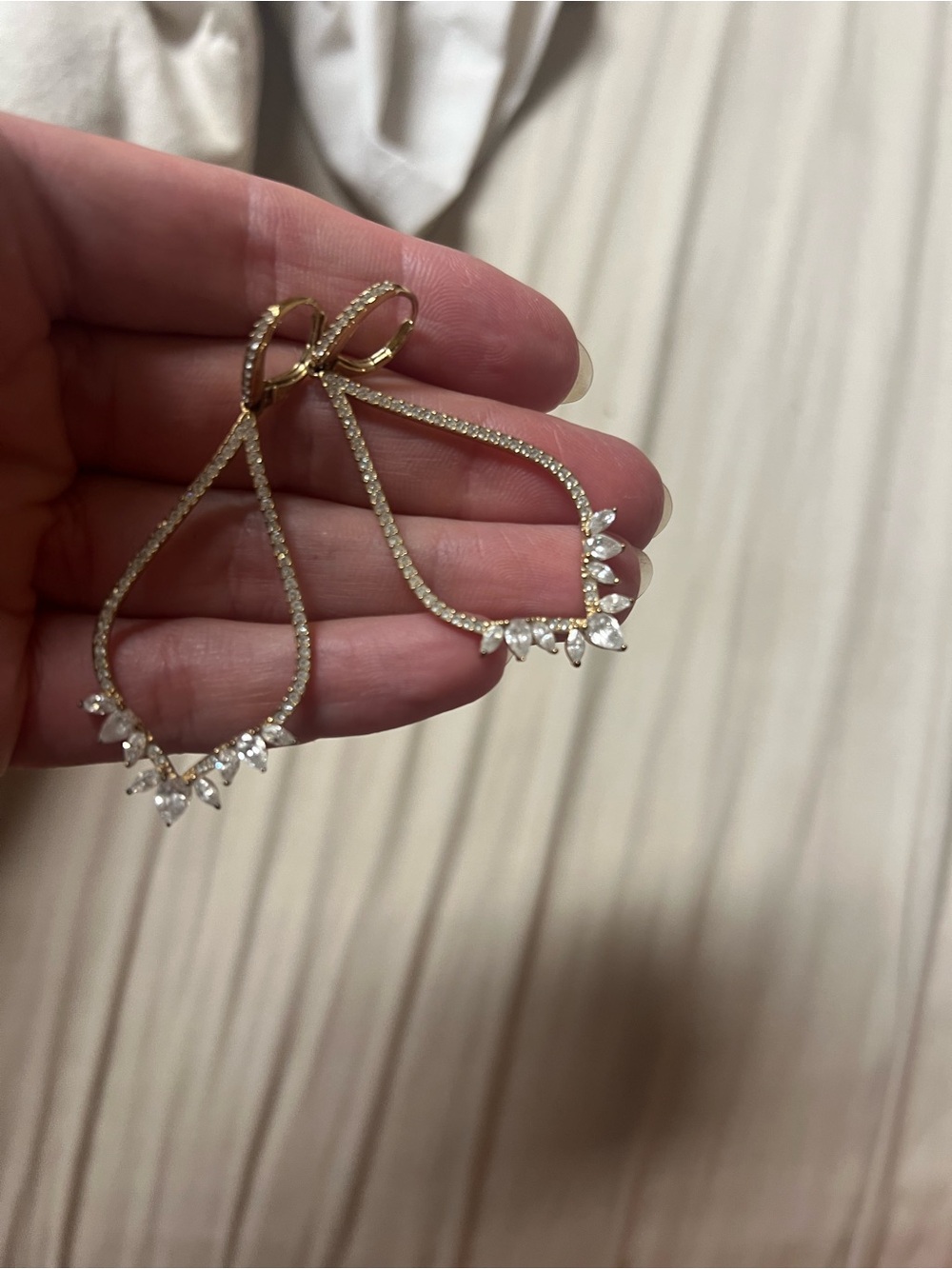 Nadri Gold Teardrop Crystal Halo Earrings - Picture 2 of 2